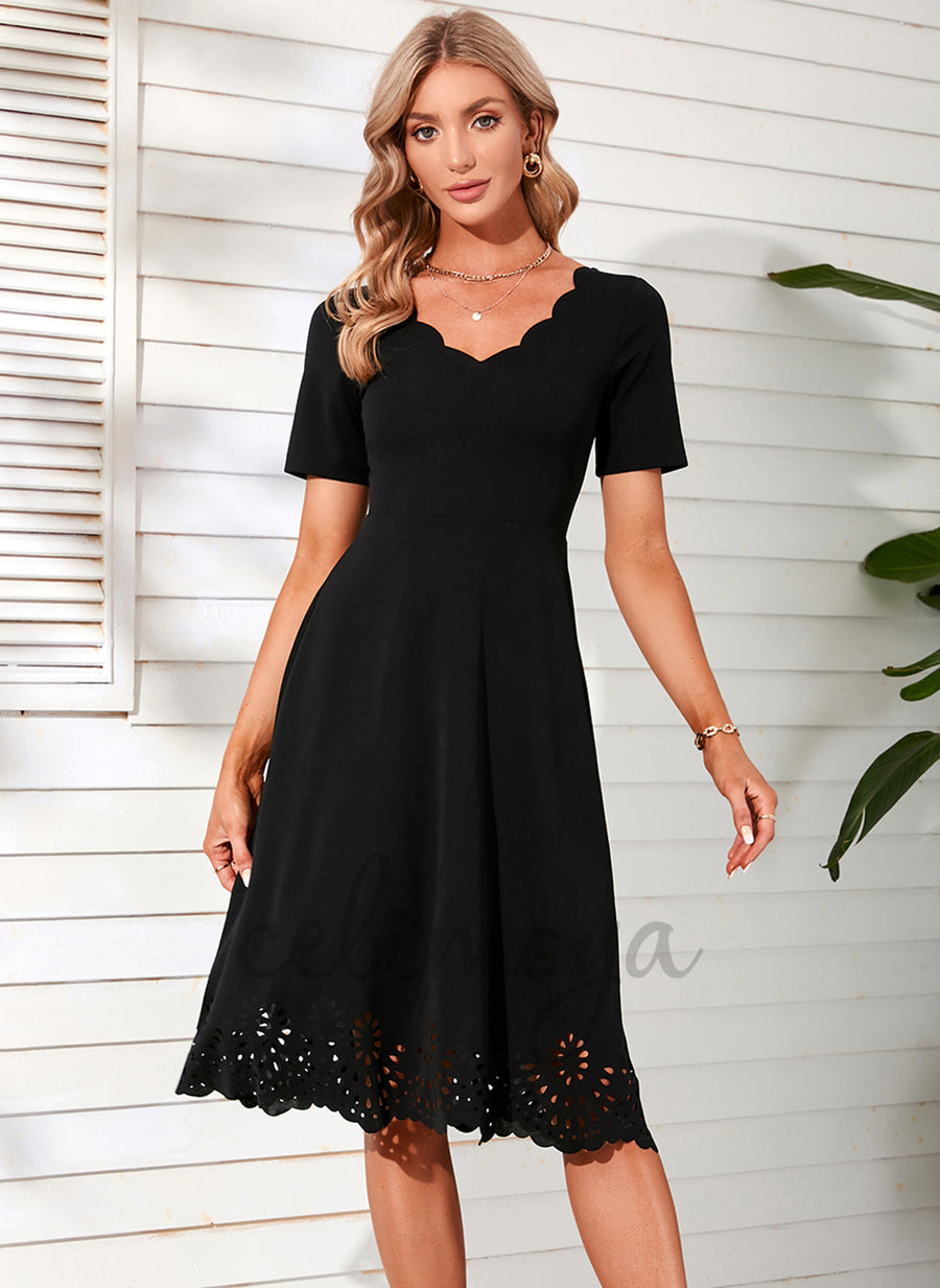 Robes mi-longues en mélange de coton élégantes à col en V - 273214