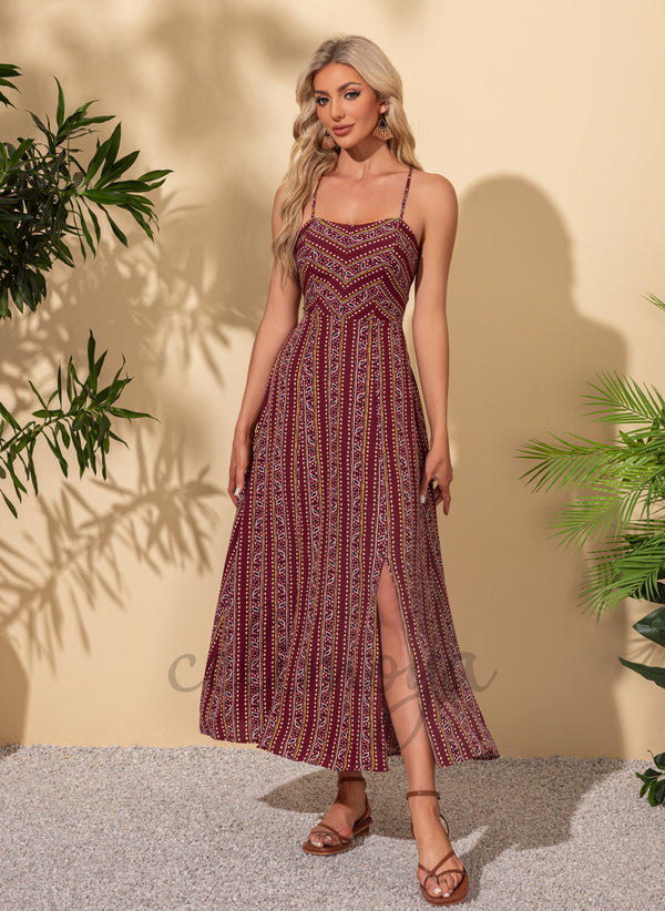Robes longues droites en rayonne à imprimé floral - 302471