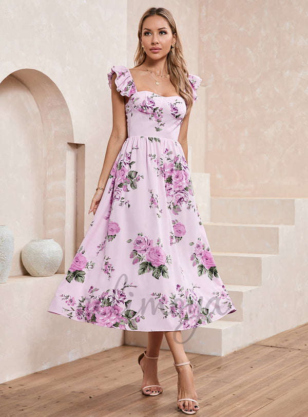 Robes mi-longues en polyester chérie trapèze - 303371
