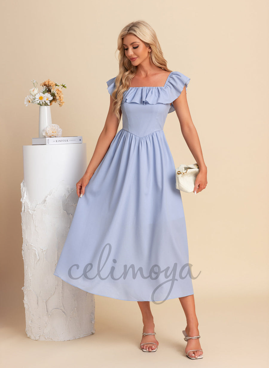 Robes midi carrées en polyester - 303737