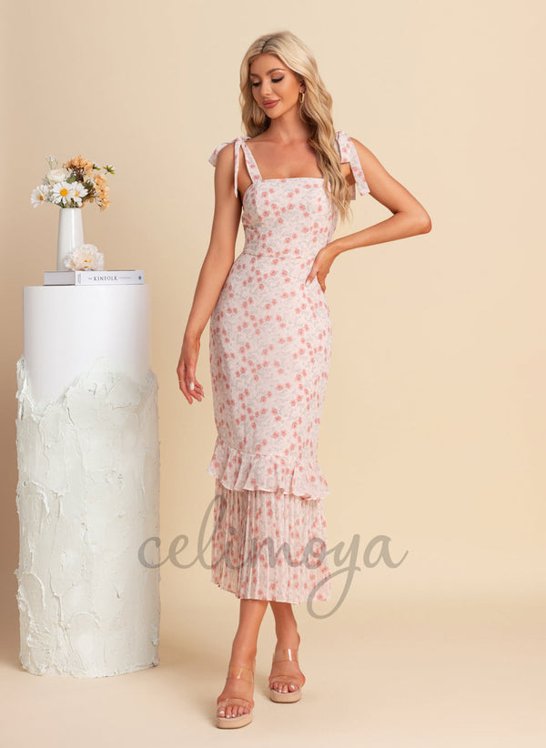 Square Sheath/Column Chiffon Midi Dresses - 304042