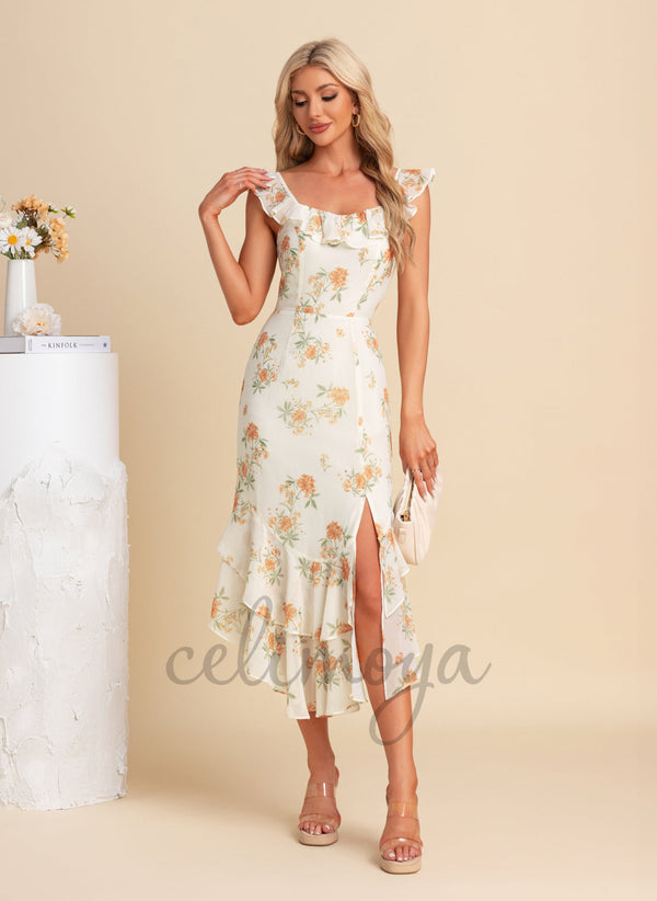 Sweetheart Sheath/Column Chiffon Asymmetrical Midi Dresses - 304050