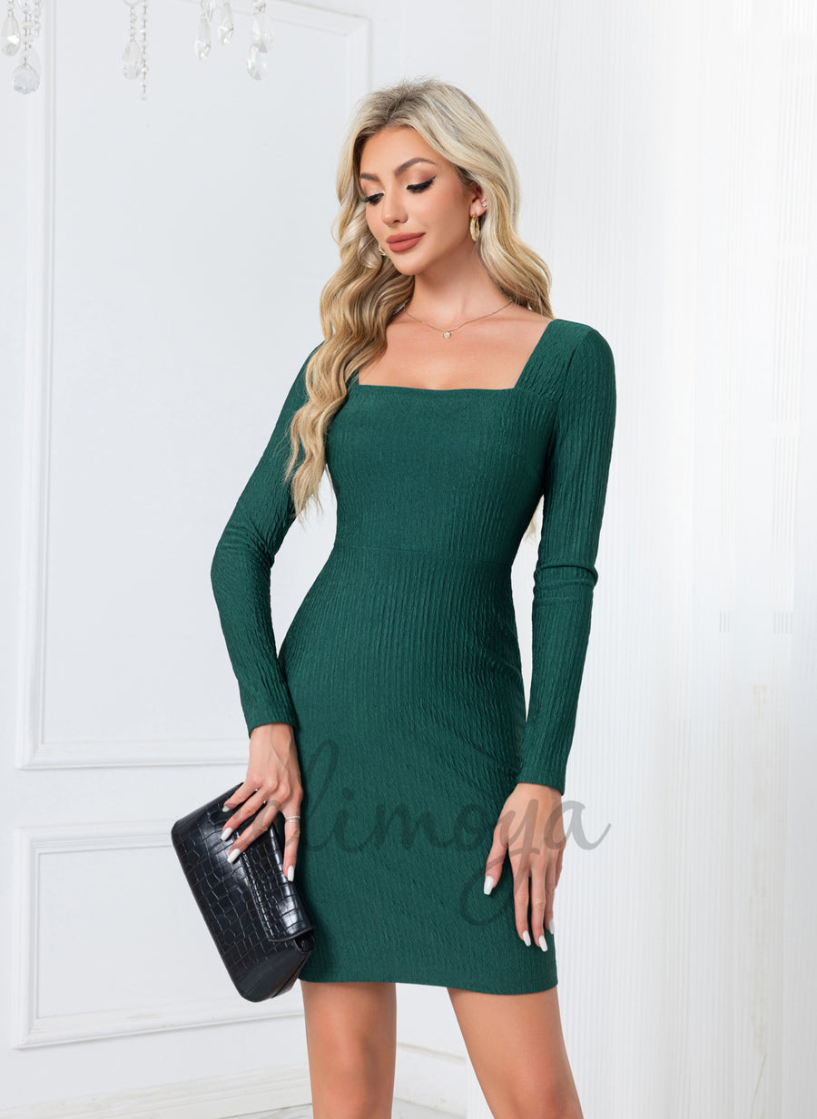 Square Sheath/Column Jacquard Midi Dresses - 305900