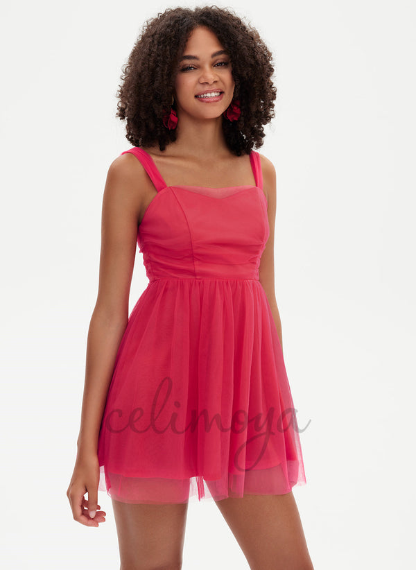 Robe trapèze chérie courte/mini en tulle - 295288