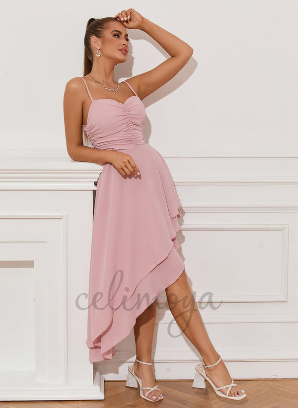 Volants Chérie Élégante Trapèze Polyester Robes Asymétriques - 295778