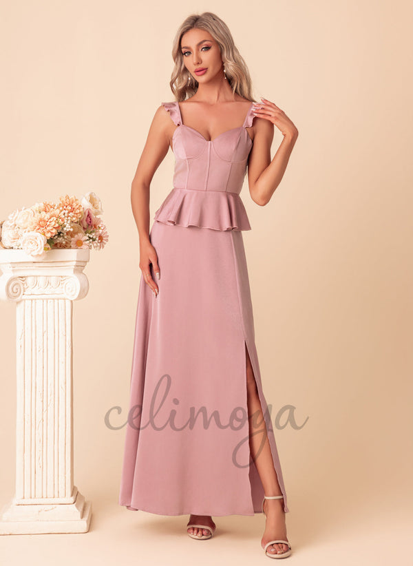 Robes longues en satin élégantes chérie - 300361